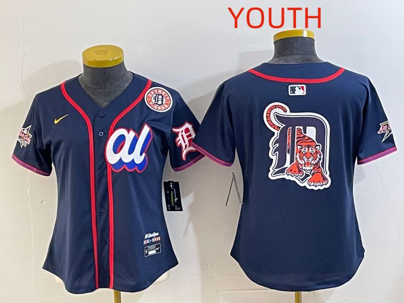 Youth 2025 Detroit Tigers Blank Drak Blue All star Nike MLB Jersey style 01->youth mlb jersey->Youth Jersey